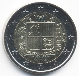 Андорра 2 евро 2014 год - Герб Княжества Андорра