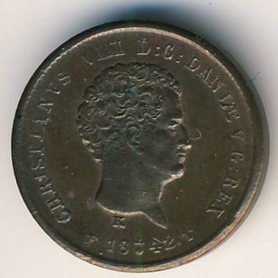 Дания 1/5 ригсбанкскиллинга 1842 год