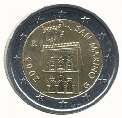 Сан-Марино 2 евро 2005 год - Дворец Правительства