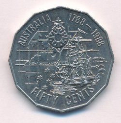 Австралия 50 центов 1988 год - 200-летие первой британской колонии (200 лет Австралии)