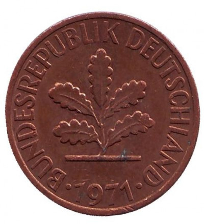 ФРГ 1 пфенниг 1971 год - J