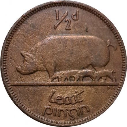 Ирландия 1/2 пенни 1928 год - Свинья