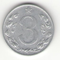 Монета Чехословакия 3 геллера 1954 год