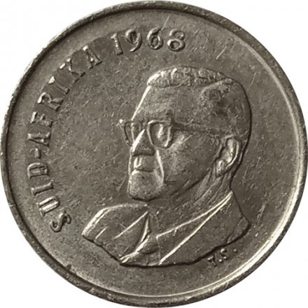 ЮАР 5 центов 1968 год - Окончание президентства Чарльза Сварта /SUID-AFRIKA/
