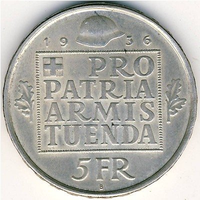 Швейцария 5 франков 1936 год