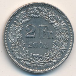 Швейцария 2 франка 2004 год