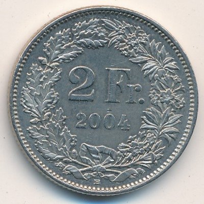 Швейцария 2 франка 2004 год