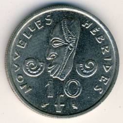 Монета Новые Гебриды 10 франков 1970 год