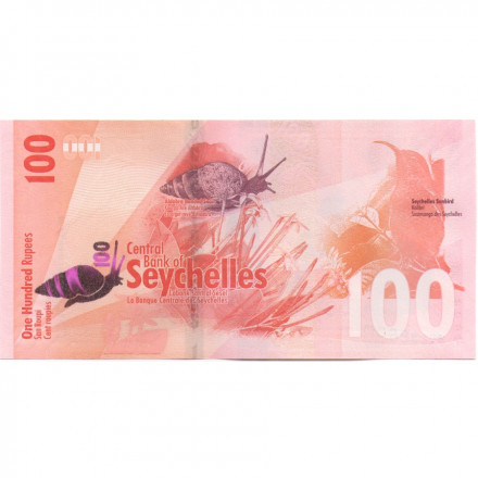 Сейшельские острова 100 рупий 2016 год - Ленточная улитка. Дрозд UNC