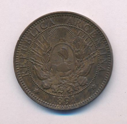 Аргентина 2 сентаво 1891 год