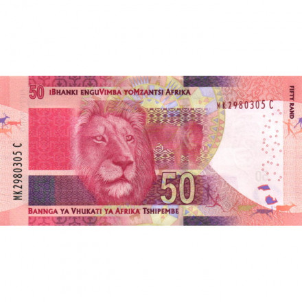 ЮАР 50 рэндов 2016 год - Нельсон Мандела. Лев UNC