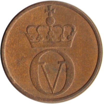 Норвегия 1 эре 1963 год - Король Улаф V. Белка