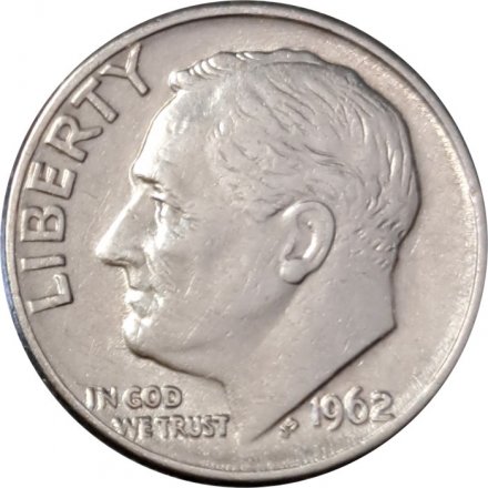 США 1 дайм (10 центов) 1962 год - Рузвельт (D)