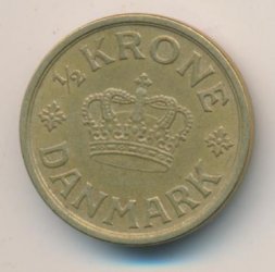 Дания 1/2 кроны 1924 год