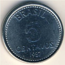 Бразилия 5 сентаво 1987 год