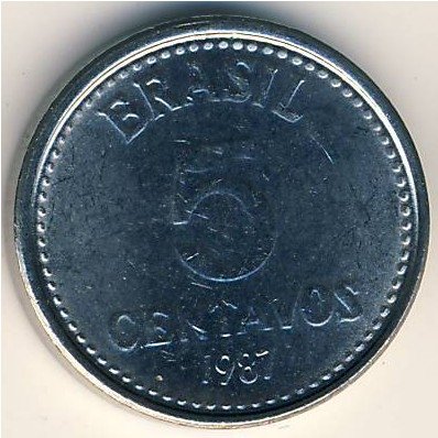 Бразилия 5 сентаво 1987 год