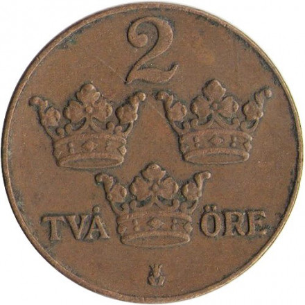 Швеция 2 эре 1934 год - Король Густав V 
