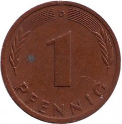 ФРГ 1 пфенниг 1973 год (D)
