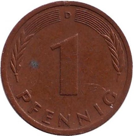 ФРГ 1 пфенниг 1973 год (D)