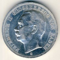 Монета Баден 3 марки 1912 год