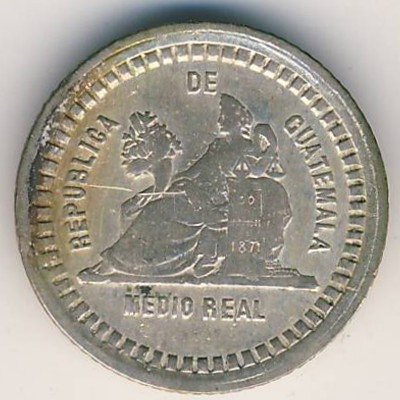 Гватемала 1/2 реала 1880 год