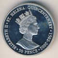 Остров Святой Елены 50 пенсов 2002 год - Наполеон Бонапарт. Корабль HMS Нортумберленд