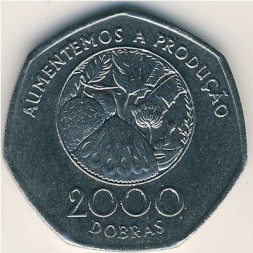 Монета Сан-Томе и Принсипи 2000 добра 1997 год