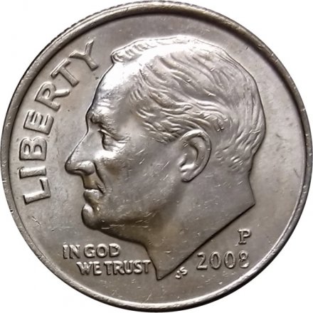 США 1 дайм (10 центов) 2008 год - Франклин Рузвельт (P)