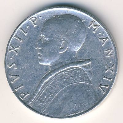 Ватикан 10 лир 1952 год - Папа Пий XII. Богиня мудрости