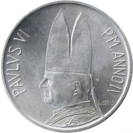 Ватикан 10 лир 1966 год