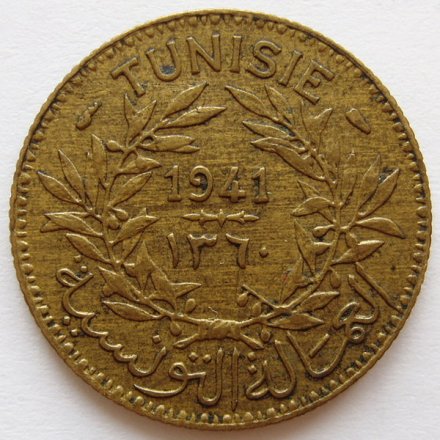 Тунис 1 франк 1941 год