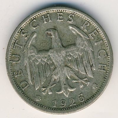 Веймарская республика 2 рейхсмарки 1926 год (D)