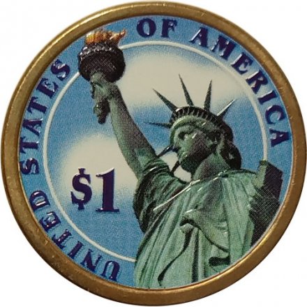 США 1 доллар 2010 год (D) - 13-ый Президент США - Миллард Филлмор (цветная эмаль)