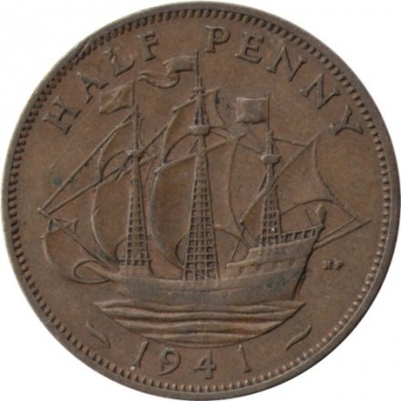 Великобритания 1/2 пенни 1941 год