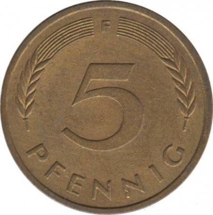 ФРГ 5 пфеннигов 1987 год (F)