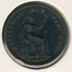 Великобритания 1/3 фартинга 1835 год