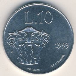 Сан-Марино 10 лир 1993 год