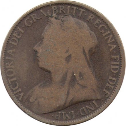Великобритания 1 пенни 1896 год (бронза, коричневый цвет)