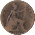 Великобритания 1 пенни 1896 год (бронза, коричневый цвет)