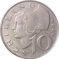 Австрия 10 шиллингов 1986 год