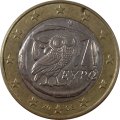 Греция 1 евро 2008 год - Сова