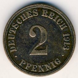 Германия 2 пфеннига 1913 год