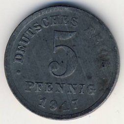 Германия 5 пфеннигов 1917 год (J)