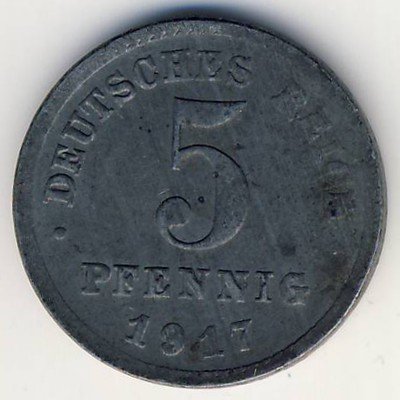 Германия 5 пфеннигов 1917 год (J)
