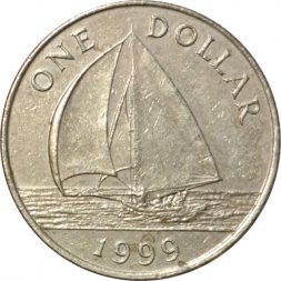 Бермудские острова 1 доллар 1999 год - Парусник