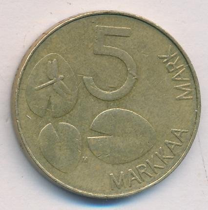 Финляндия 5 марок 1992 год - Кольчатая нерпа