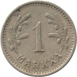 Финляндия 1 марка 1940 год (медно-никелевый сплав, серый цвет)