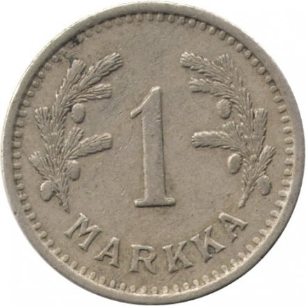 Финляндия 1 марка 1940 год (медно-никелевый сплав, серый цвет)