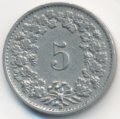 Швейцария 5 раппенов 1920 год