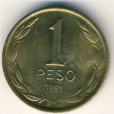 Чили 1 песо 1991 год